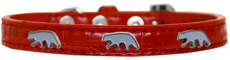 Polar Bear Widget Croc Dog Collar Red Size 20